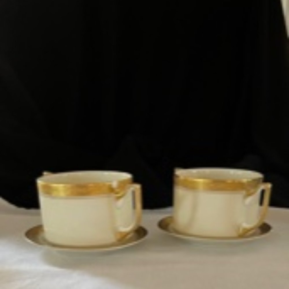 Two (2) Epiag Cream Soup Cups With Saucers